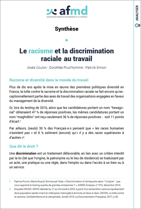 Le racisme et la discrimination raciale au travail