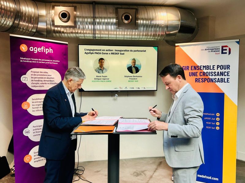 Signature de la convention entre le Medef sud et l'Agefiph