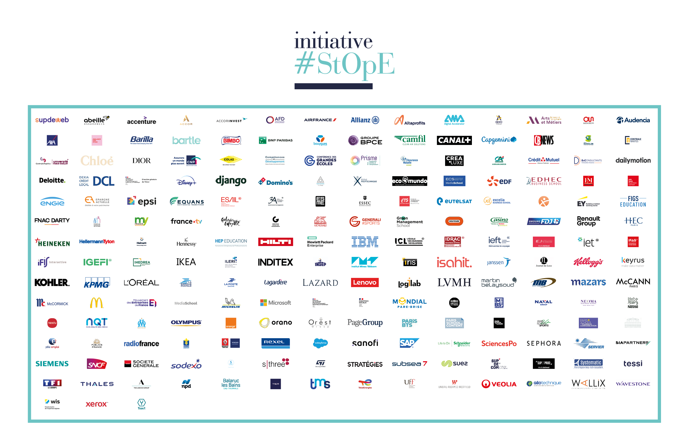 Logos des 199 signataires de #StOpE en 2023