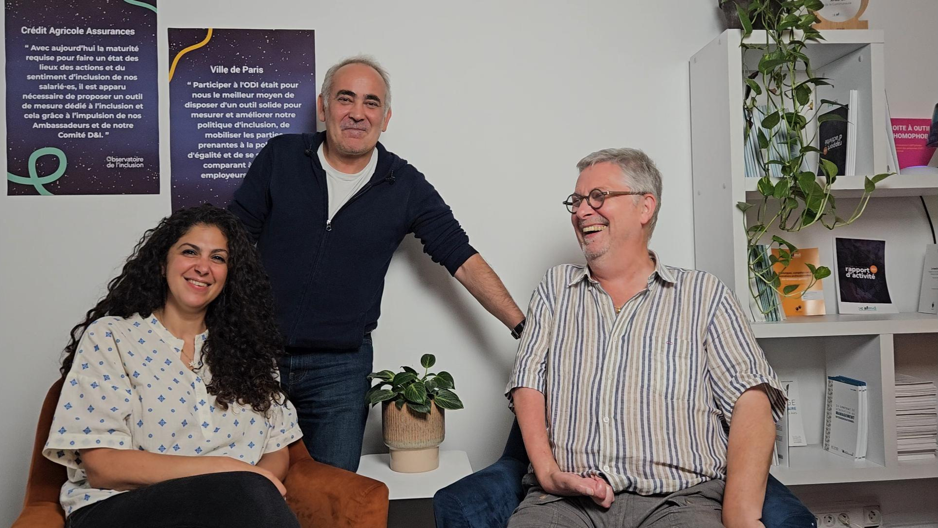 Photo des partenaires de l'ODI : Maya Hagège, Patrick Scharnitzky et Pete Stone